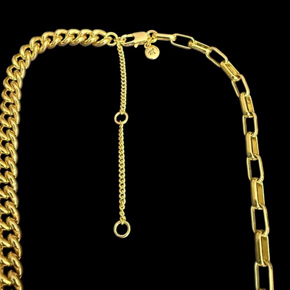Madewell Gold Plated Brass Dual-Link Chain Necklace Curb Link Paperclip - Picture 8 of 13